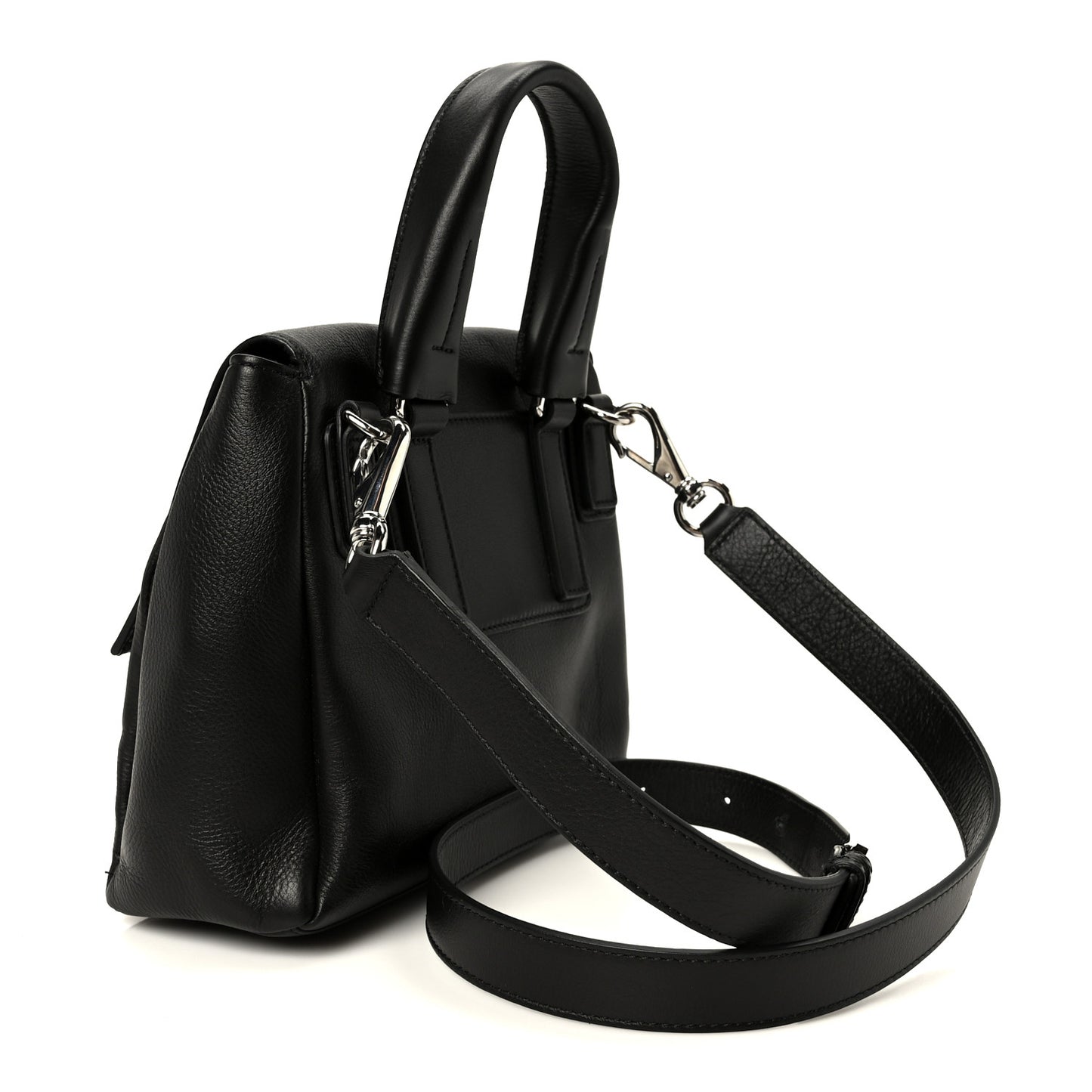 Waxy Grained Calfskin Mini Pandora Pure Flap Bag Black