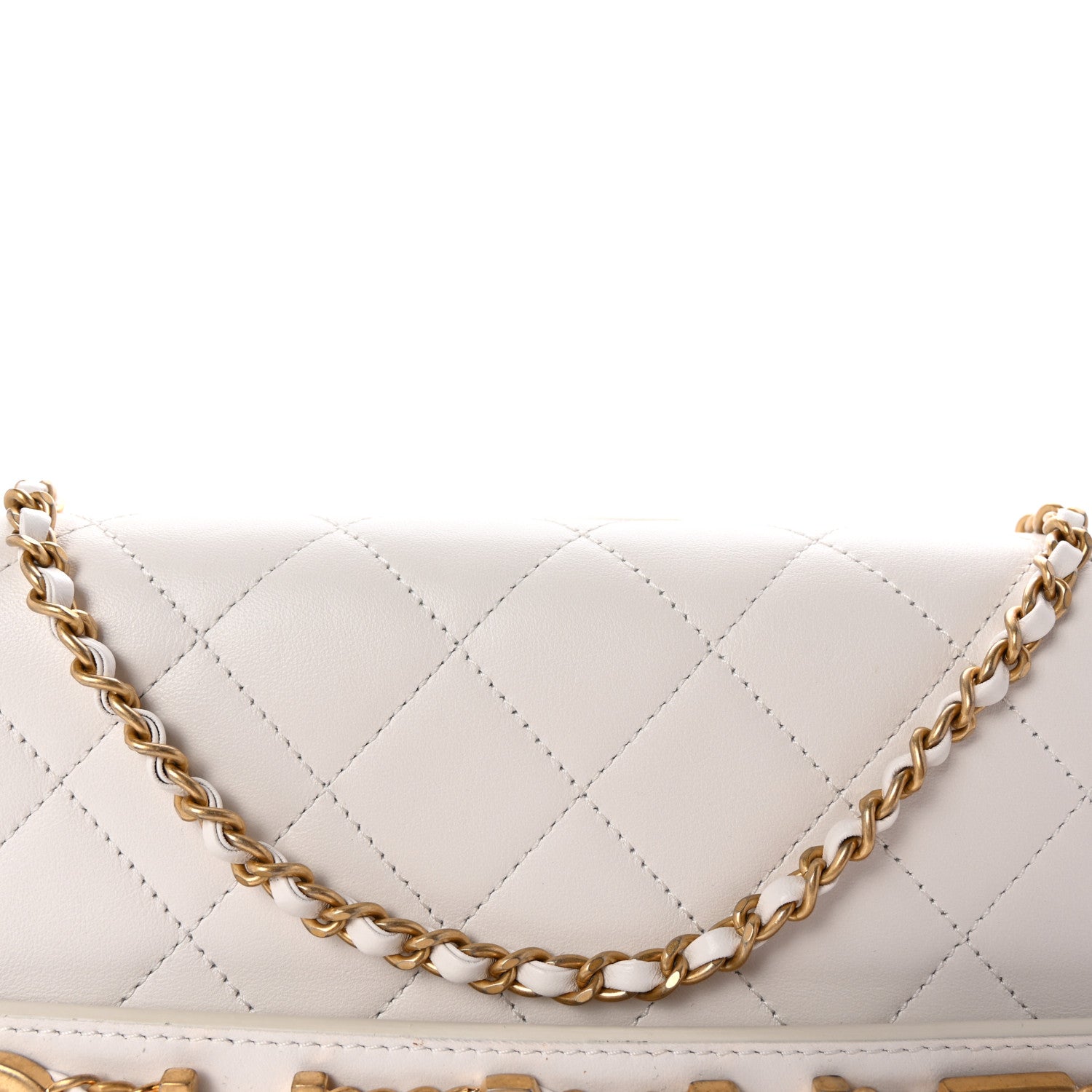 Chanel Calfskin Quilted Enchained Clutch White 8 of 10