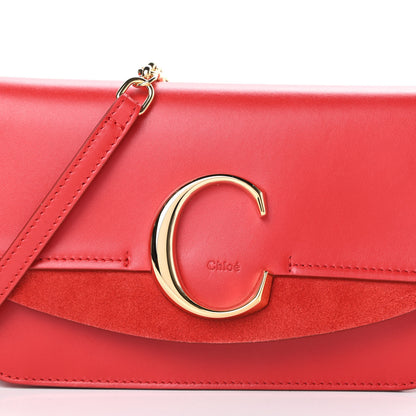 Chloe Calfskin Suede C Clutch With Chain Plaid Red 8 of 12