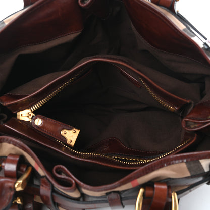 Burberry House Check Bridle Calfskin Belted Satchel Brown 5 of 10