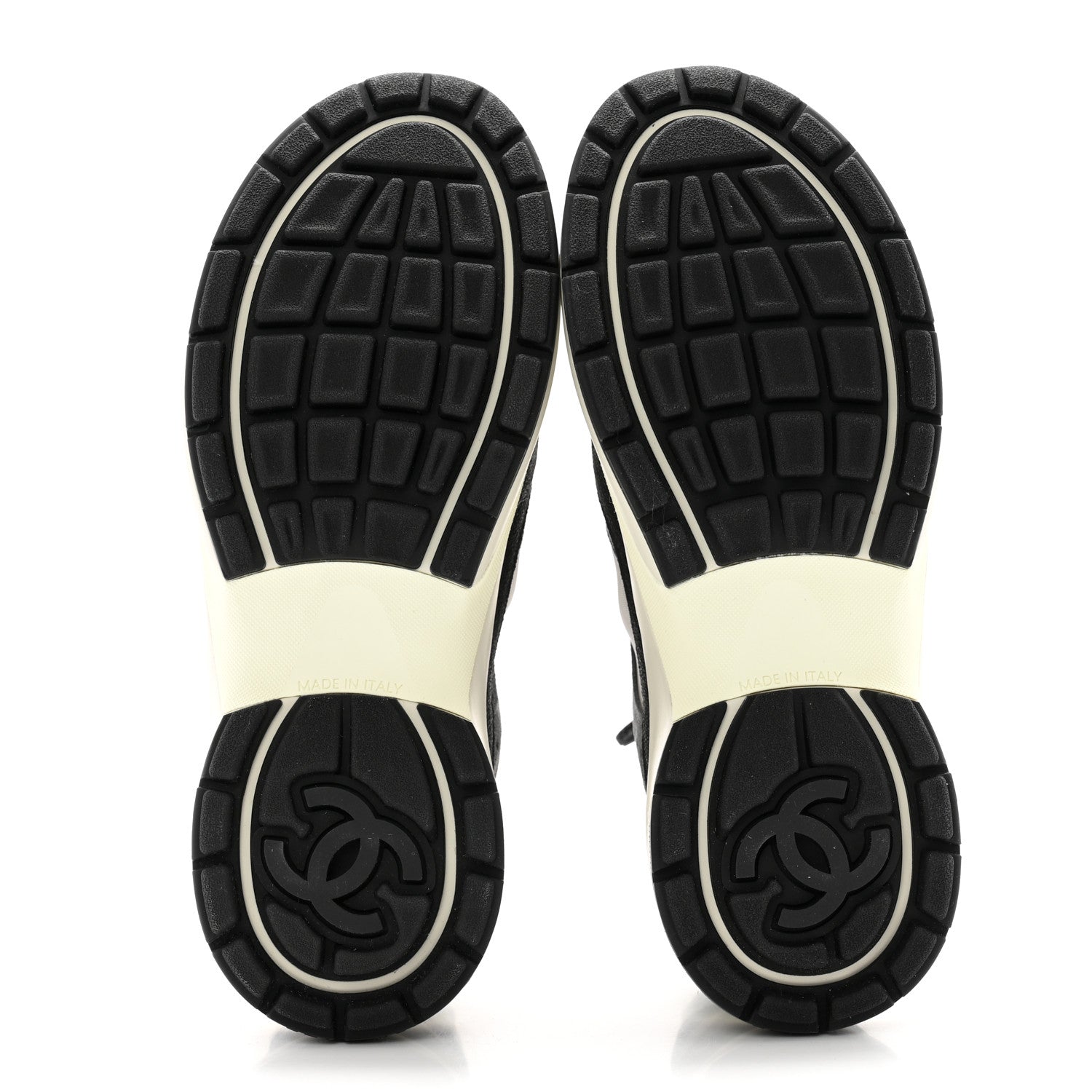 Chanel Fabric Suede Calfskin Mesh Womens CC Sneakers 38.5 Black Dark Grey White Light Grey 5 of 11