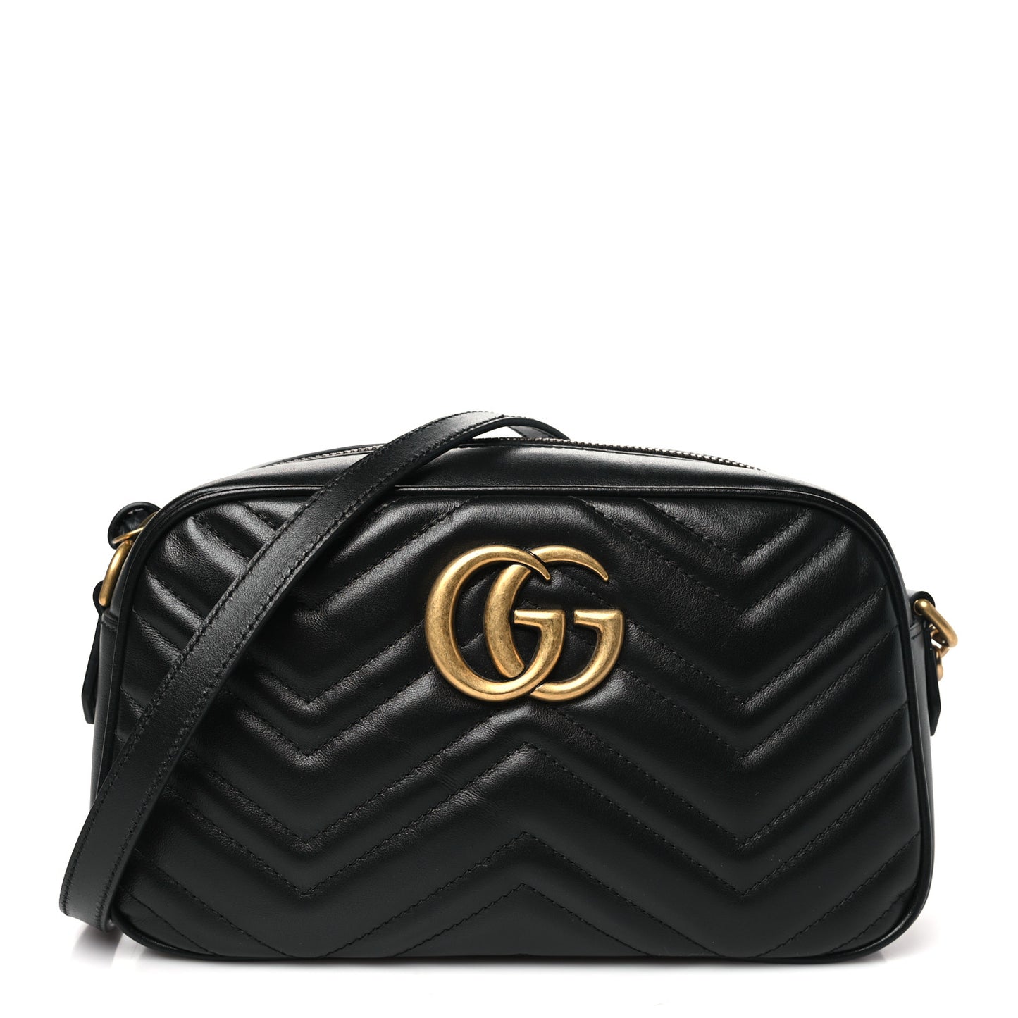 Calfskin Matelasse Small GG Marmont Chain Shoulder Bag Black