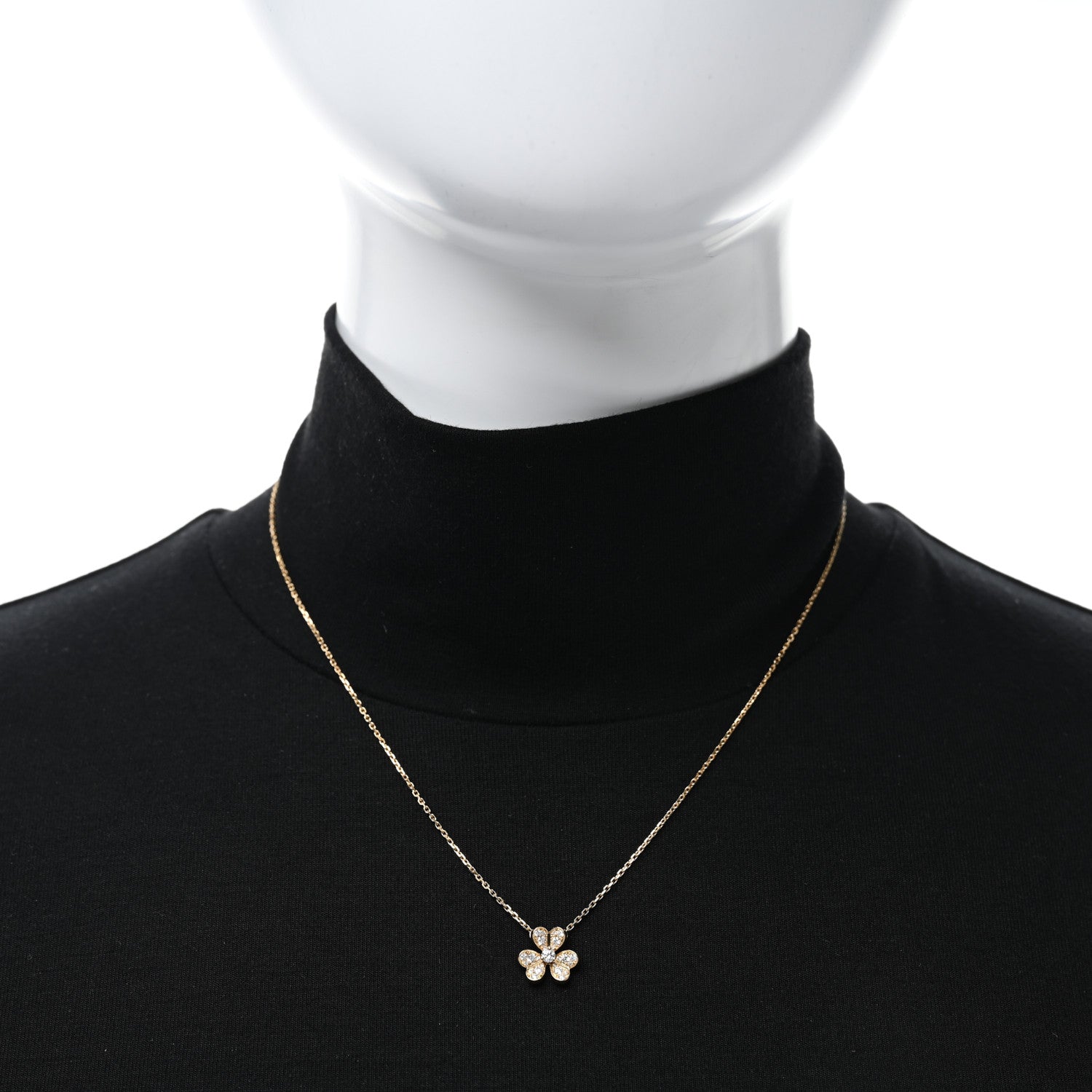 Van Cleef & Arpels 18K Yellow Gold Diamond Mini Frivole Pendant Pave Necklace 3 of 4