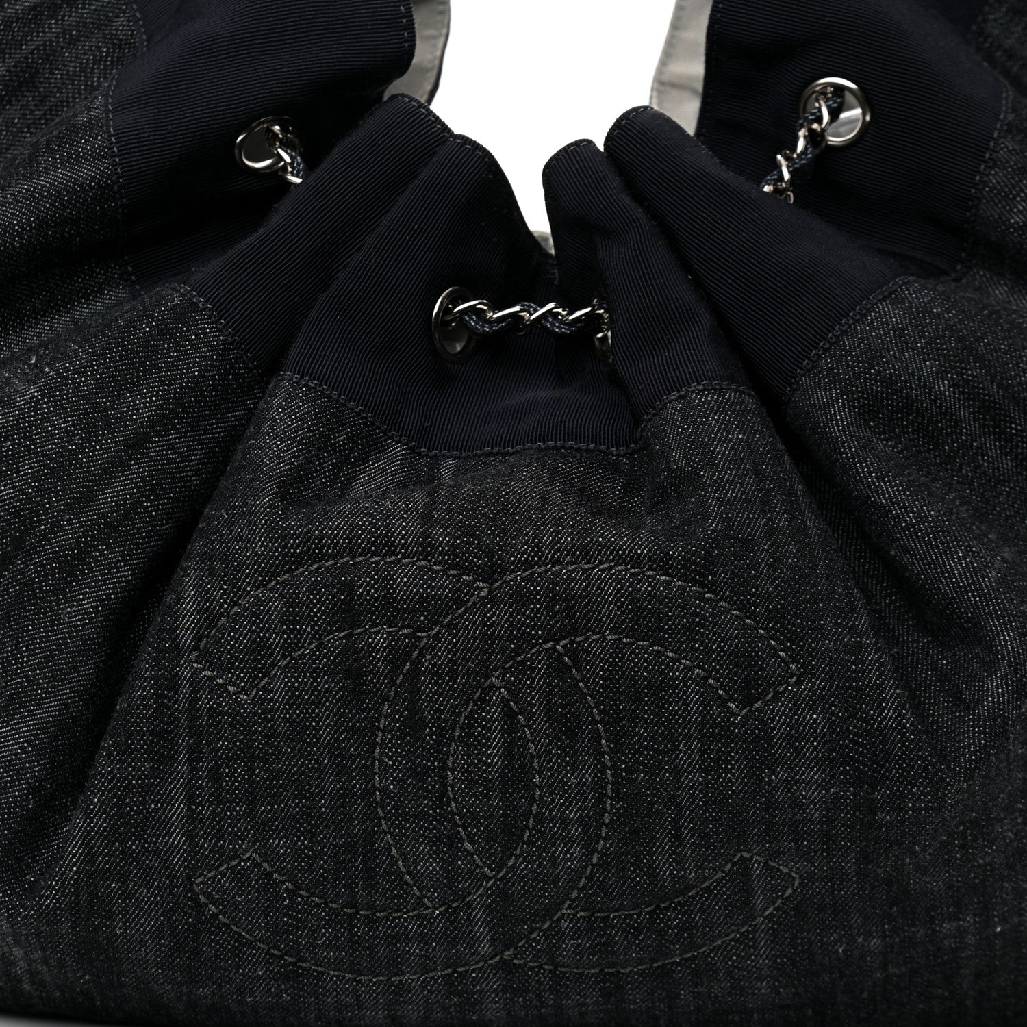 Chanel Denim Stretch Large CC Spirit Cabas Tote Blue 12 of 14
