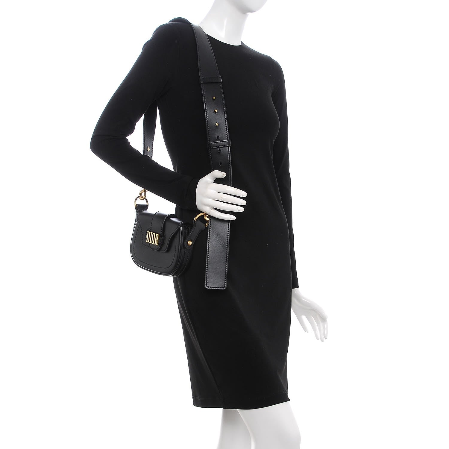 Christian Dior Calfskin Mini D Fence Saddle Bag Black 2 of 7
