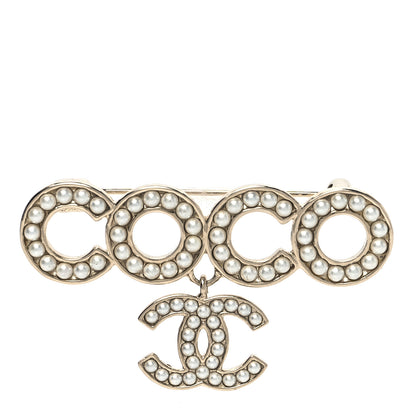 Chanel Metal Pearl Coco Brooch Gold 1 of 3