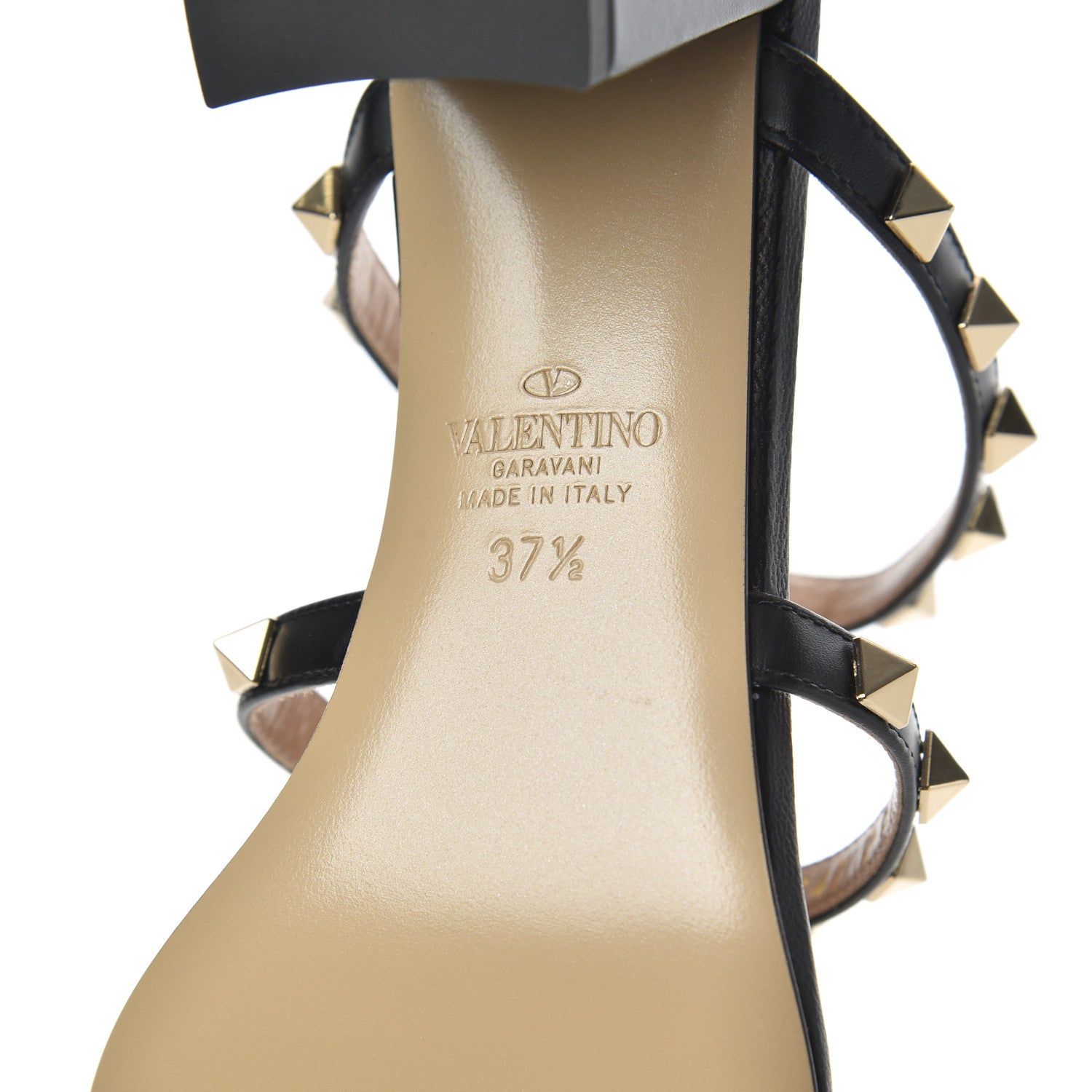 Valentino Garavani Calfskin Rockstud 60mm Caged Slide Sandals 37.5 Black 7 of 12