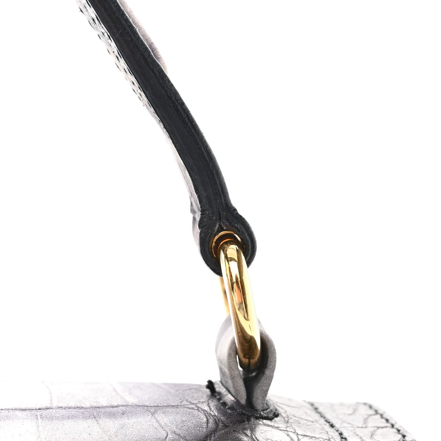 Nubuck Calfskin Crocodile Embossed Small Muse Two Grey