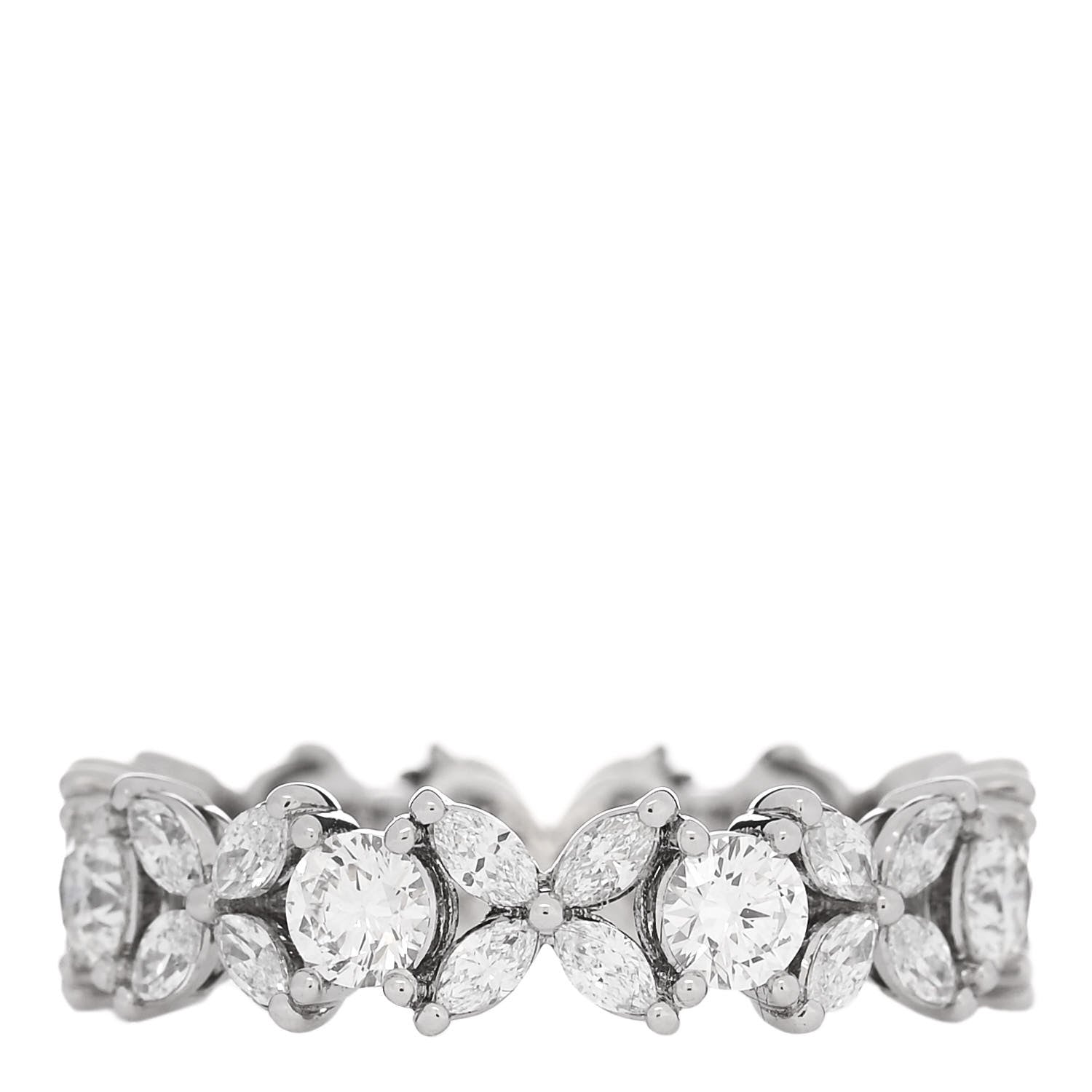 Tiffany Platinum Diamond Victoria Alternating Band Ring 51 5.75 3 of 5
