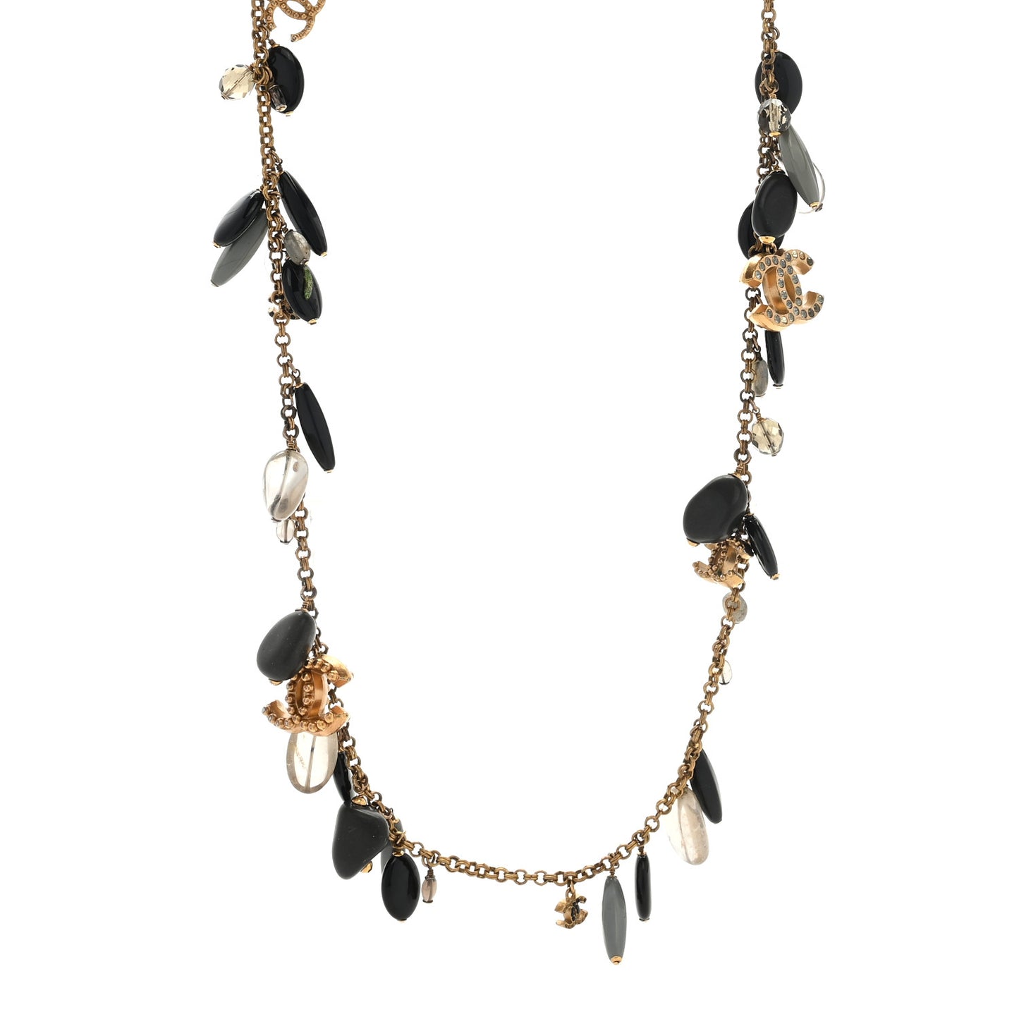 Resin CC Charms Necklace Black Gold