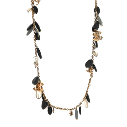 Chanel Resin CC Charms Necklace Black Gold 1 of 4