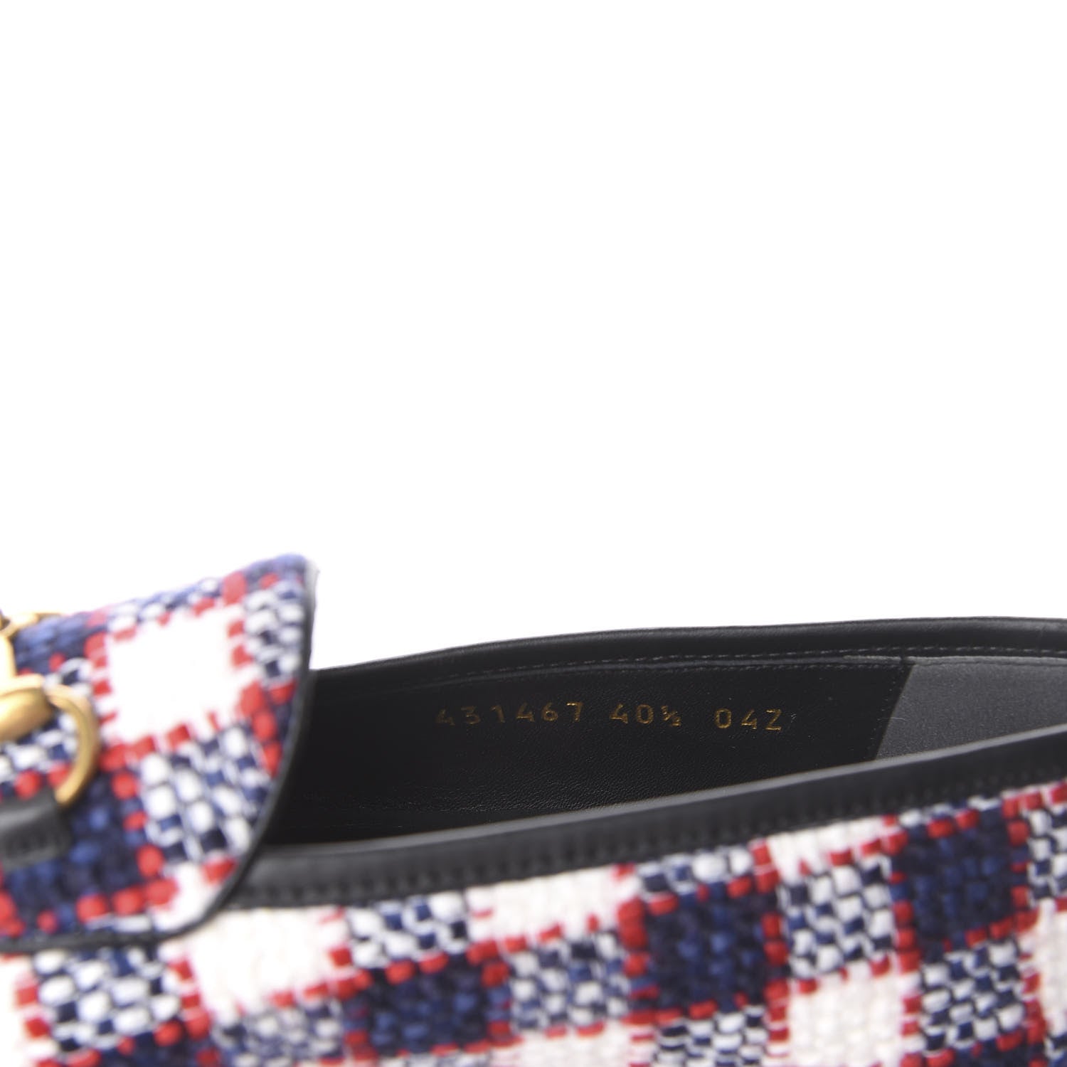 Gucci Vintage Tweed Check Horsebit Womens Jordaan Loafers 40.5 White Hibiscus Red Marine 10 of 14