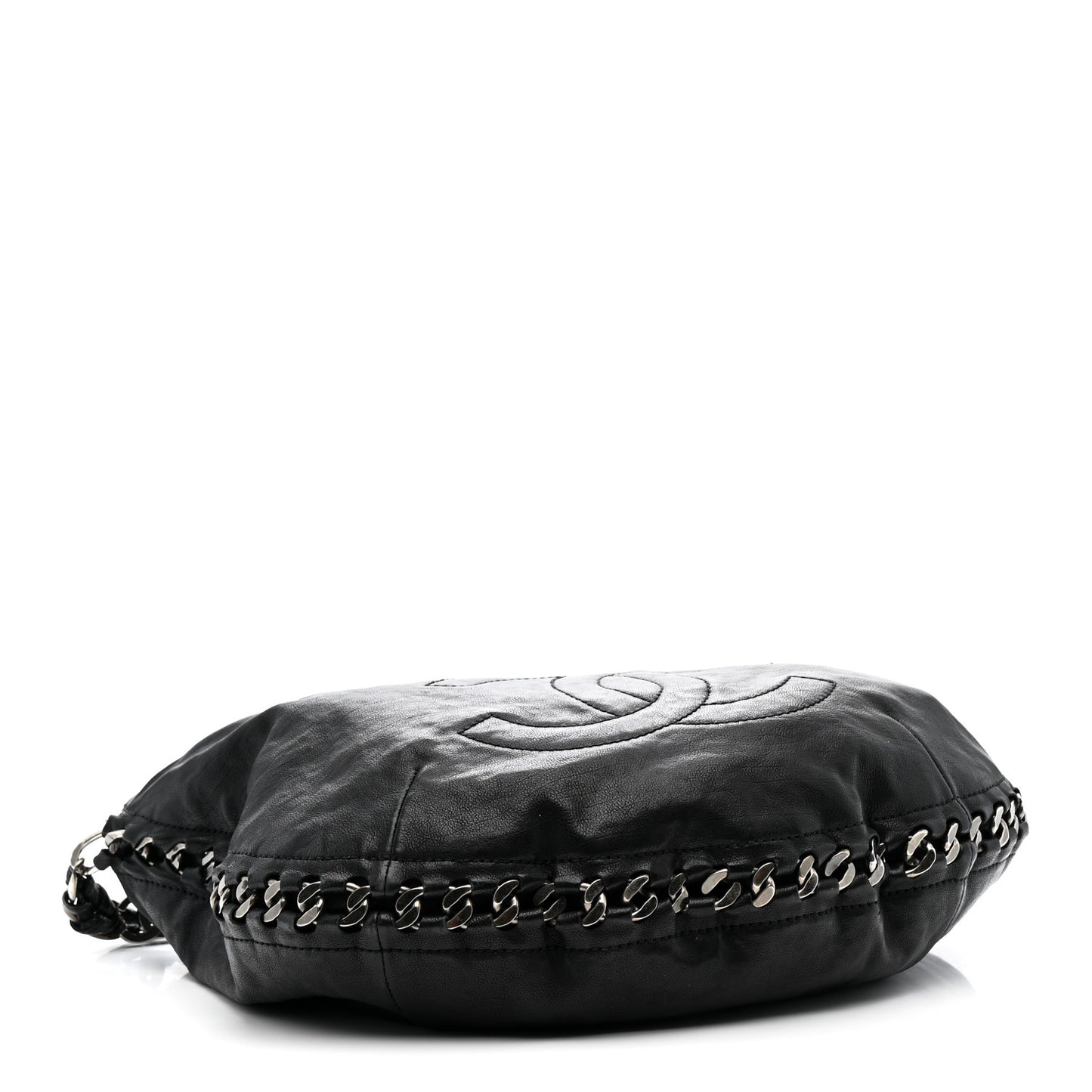 Calfskin Modern Chain Rhodoid Hobo Black