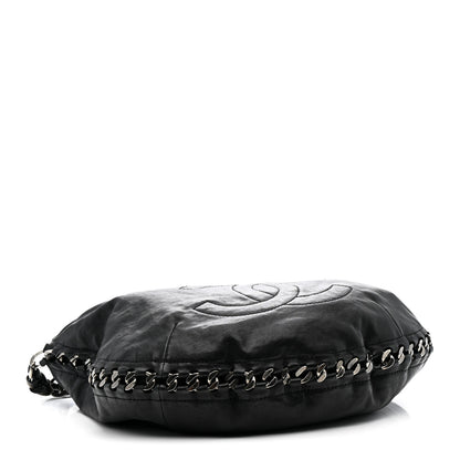 Chanel Calfskin Modern Chain Rhodoid Hobo Black 4 of 12