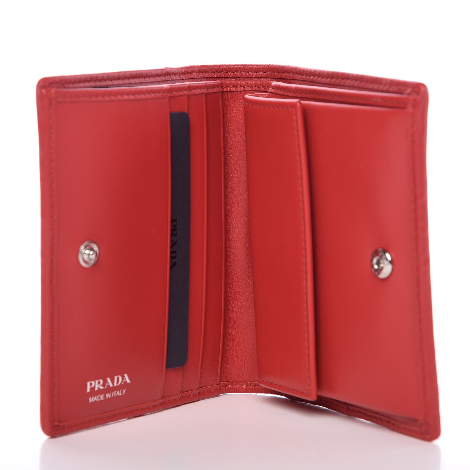 Prada Soft Calfskin Impunture Diagramme Wallet Red 5 of 8