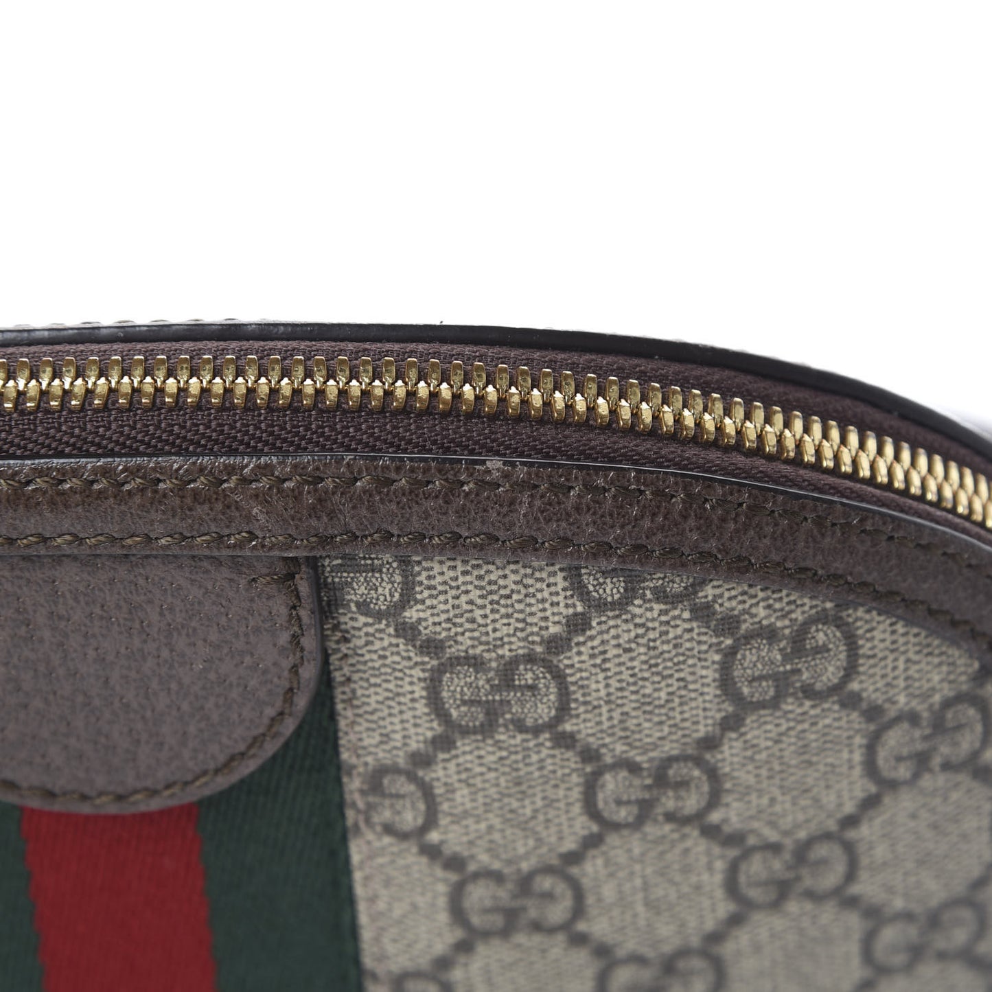GG Supreme Monogram Textured Dollar Calfskin Web Small Ophidia Dome Shoulder Bag Beige Ebony New Acero