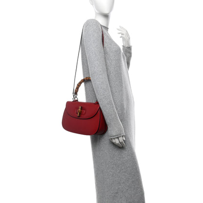 Gucci Shangai Calfskin Small Classic Bamboo Top Handle Bag Romantic Cerise 2 of 11