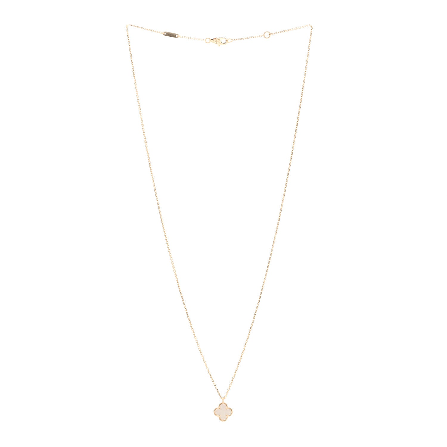 Van Cleef & Arpels 18K Yellow Gold Mother of Pearl Sweet Alhambra Pendant Necklace 3 of 5