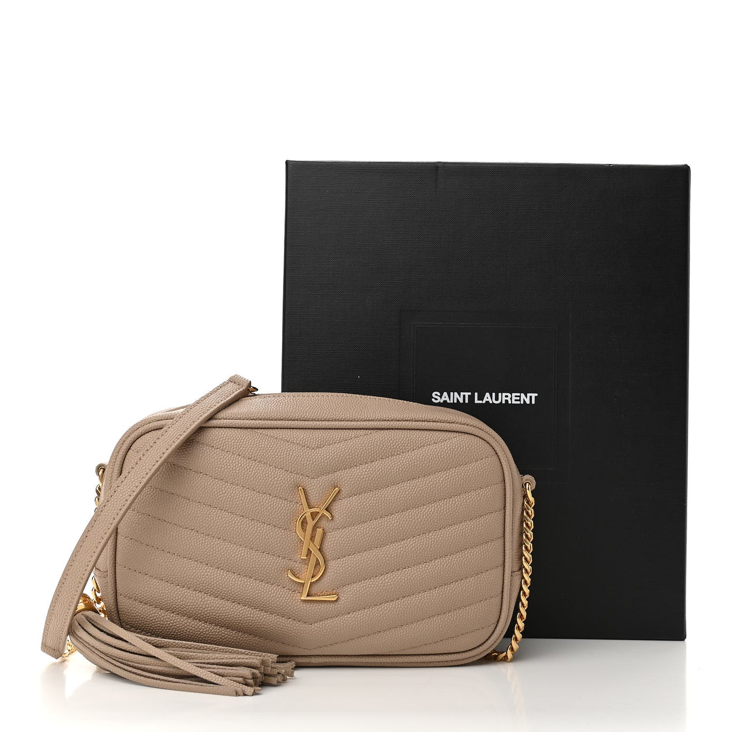Grain De Poudre Matelasse Monogram Mini Lou Camera Bag Dark Beige