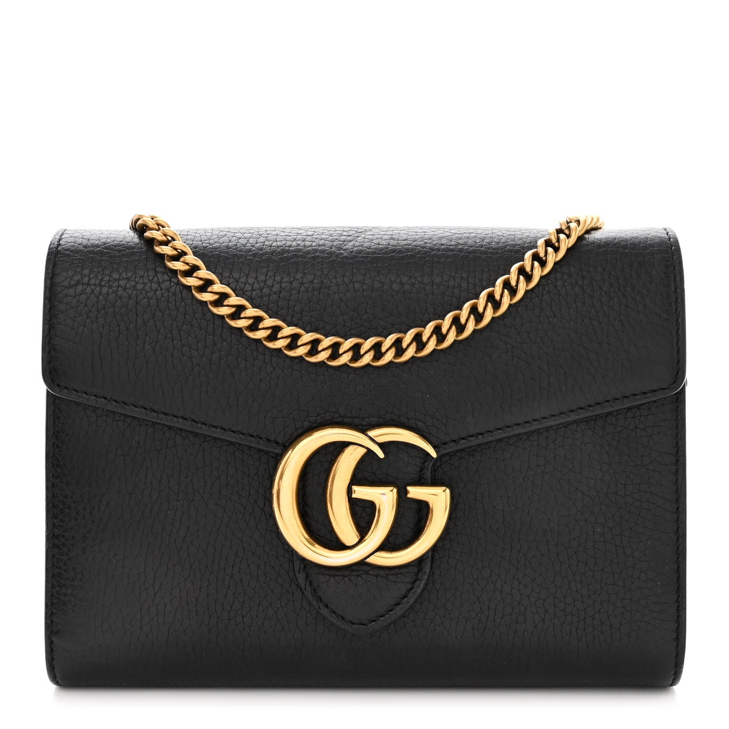 Gucci Calfskin GG Marmont Chain Wallet Black 1 of 13
