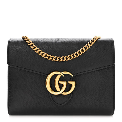 Gucci Calfskin GG Marmont Chain Wallet Black 1 of 13