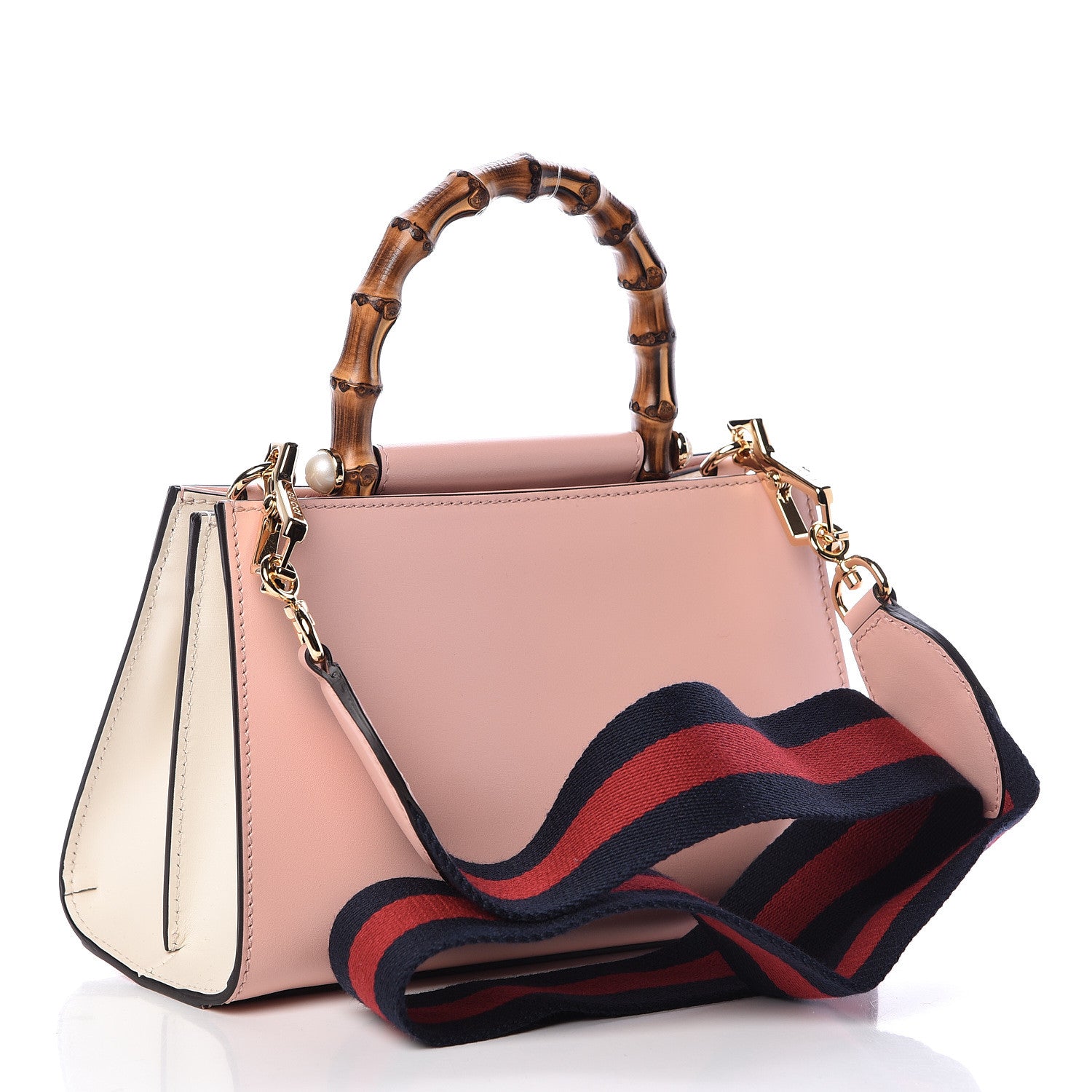Gucci Nappa Bamboo Web Mini Nymphaea Top Handle Bag Perfect Pink Mystic White 3 of 13