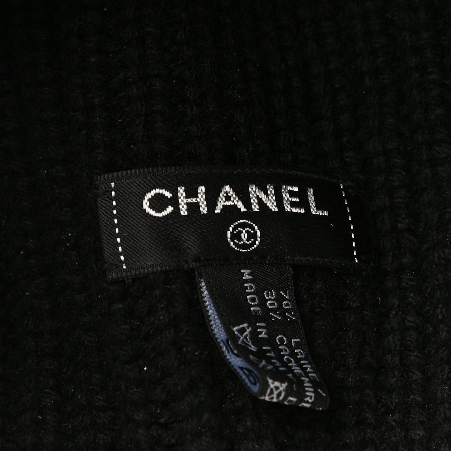 Wool Cashmere CC Beanie Hat Light Black White