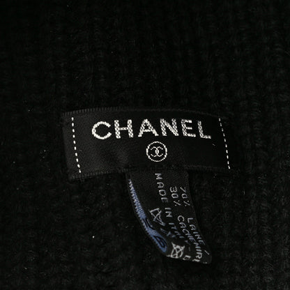 Chanel Wool Cashmere CC Beanie Hat Light Black White 4 of 4