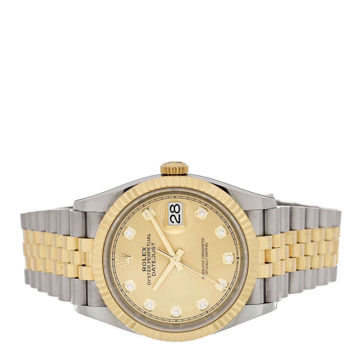 Rolex Stainless Steel 18K Yellow Gold Diamond 36mm Oyster Perpetual Datejust Watch Champagne 126233 2 of 5