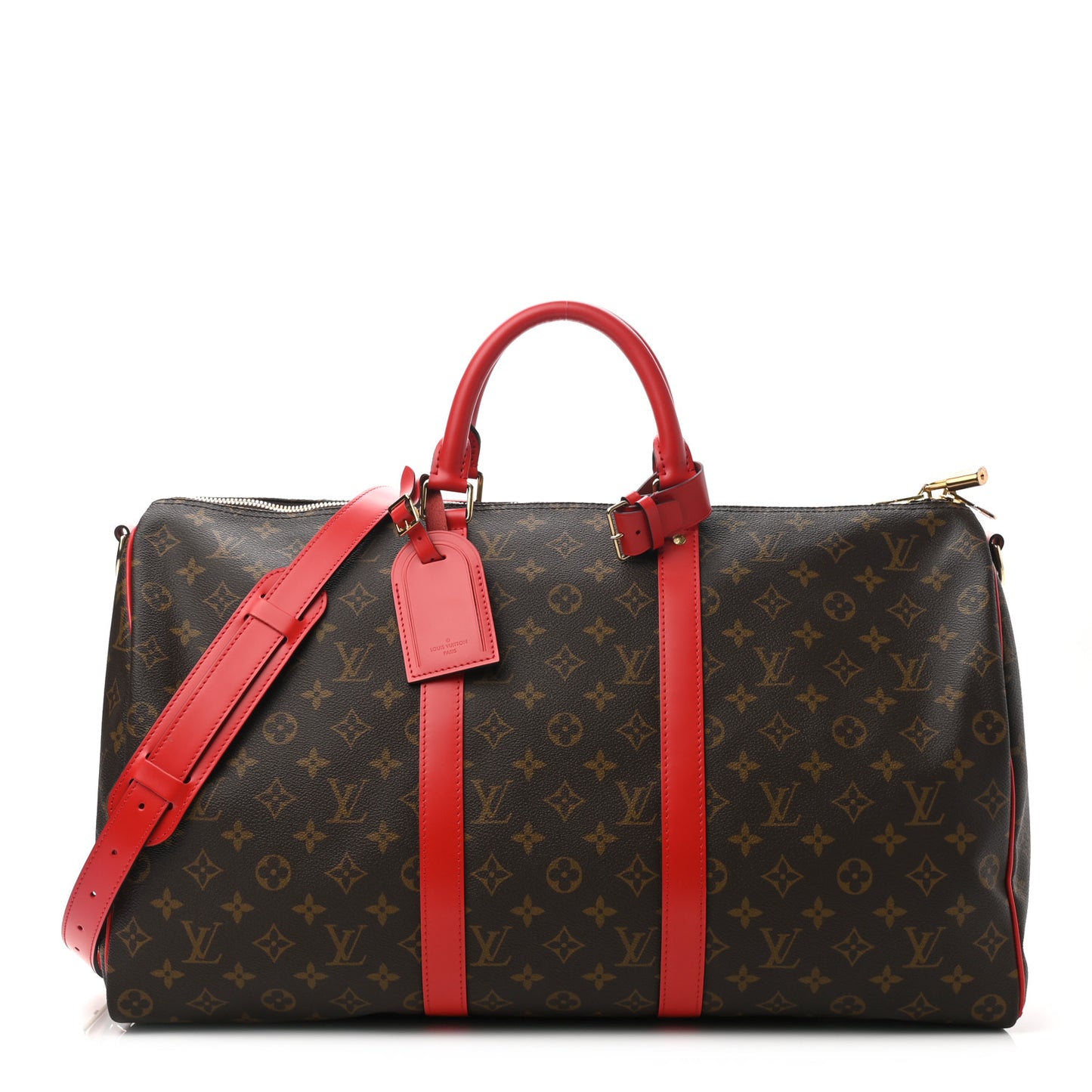 Calfskin Monogram Keepall Bandouliere 50 Coquelicot