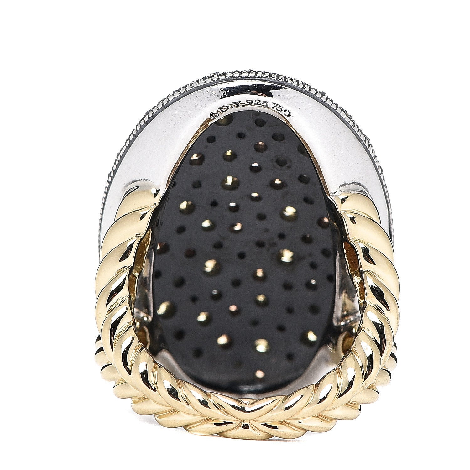 David Yurman Sterling Silver 18K Yellow Gold Quartz Citrine Prasiolite Midnight Melange Ring 52 6 3 of 4