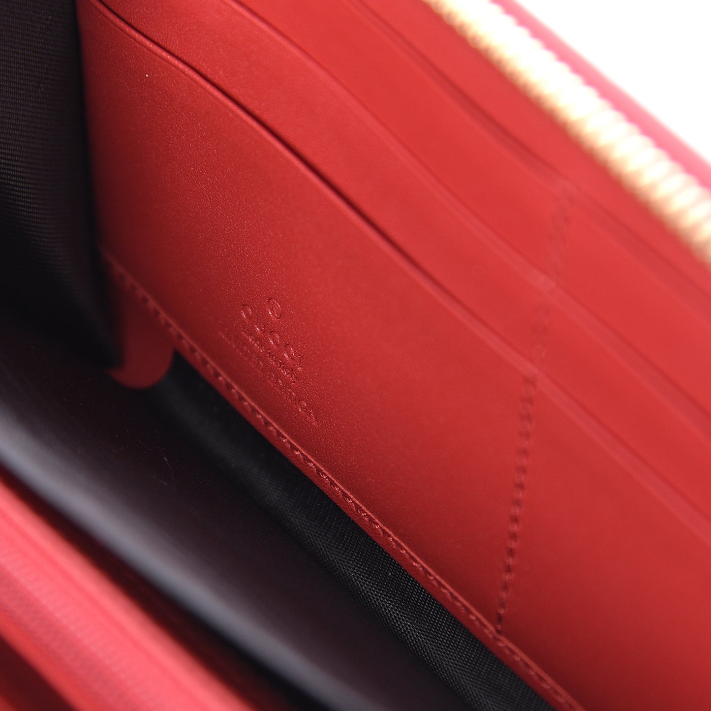 GG Supreme Monogram Bosco Patch Zip Around Wallet Beige Malva Hibiscus Red