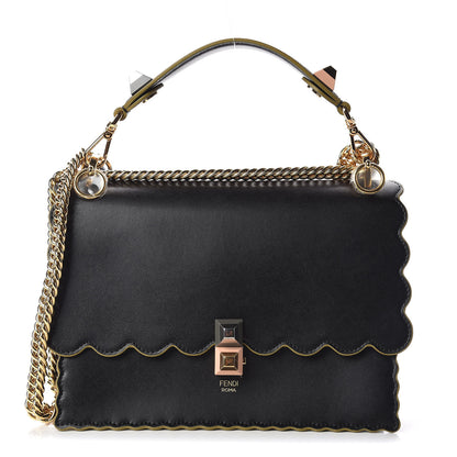 Fendi Vitello Liberty Scalloped Studded Kan I Shoulder Bag Black 1 of 10