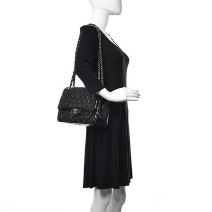 Chanel Lambskin Quilted Jumbo Double Flap Black 2 of 9
