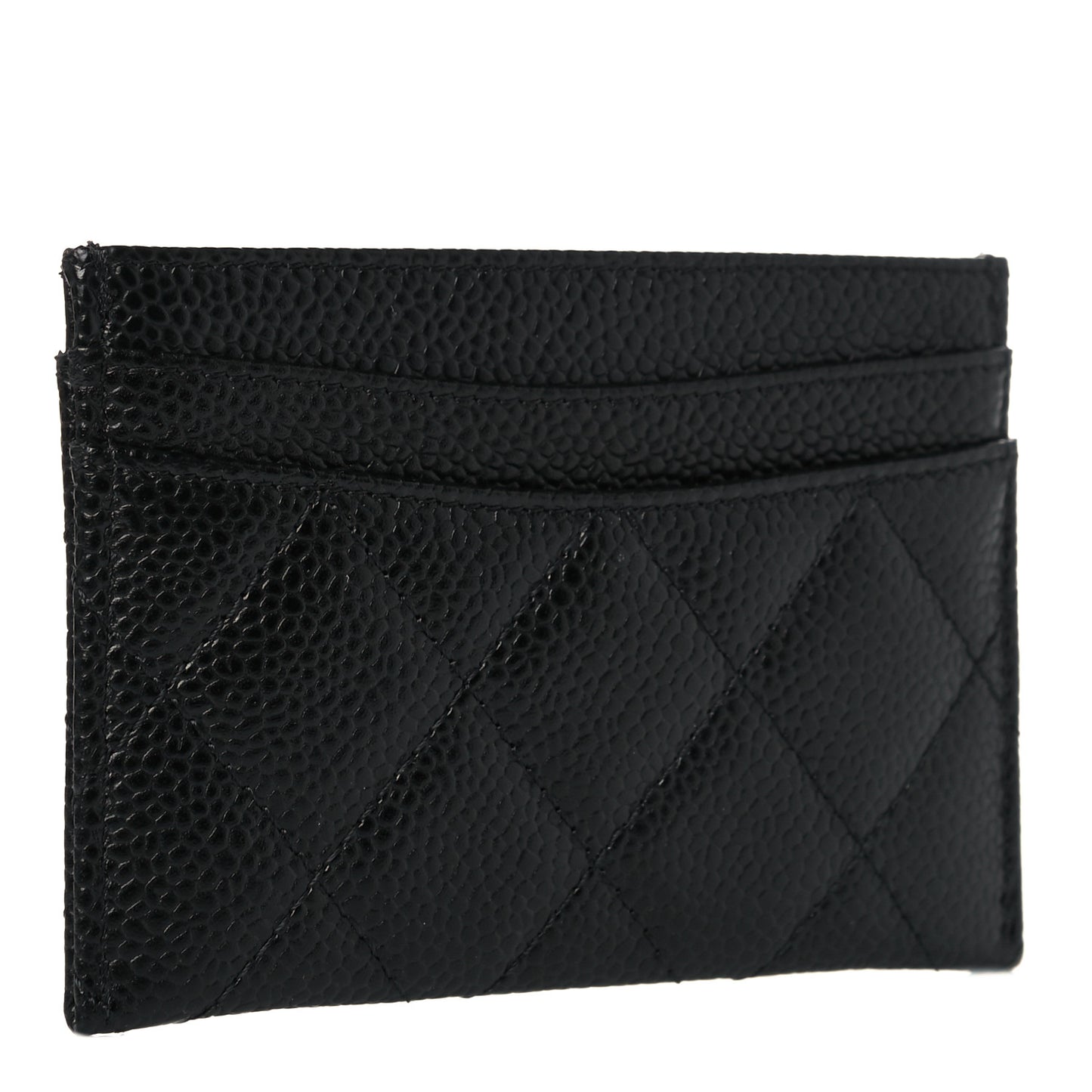 Caviar Quilted Card Holder Black