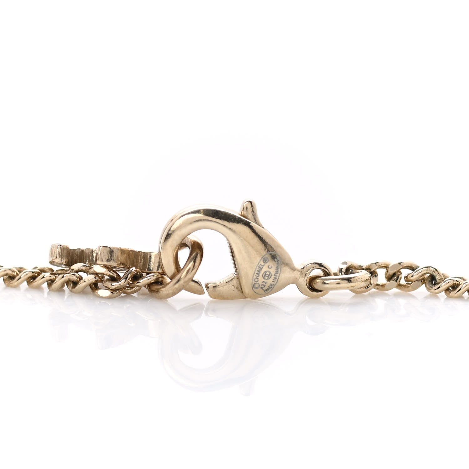 Chanel Baguette Crystal Logo CC Chain Necklace Gold 4 of 5