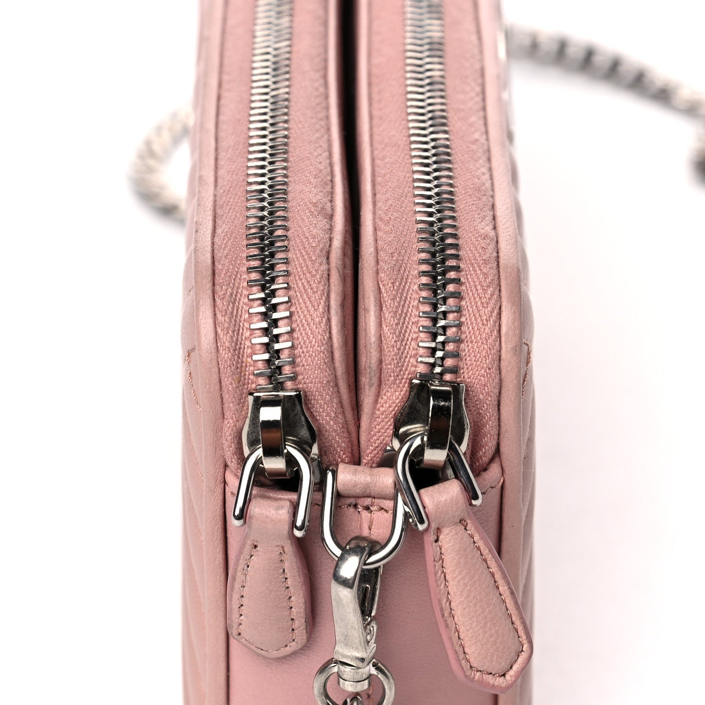 Nappa Impunture Diagramme Mini Double Zip Chain Crossbody Bag Orchidea