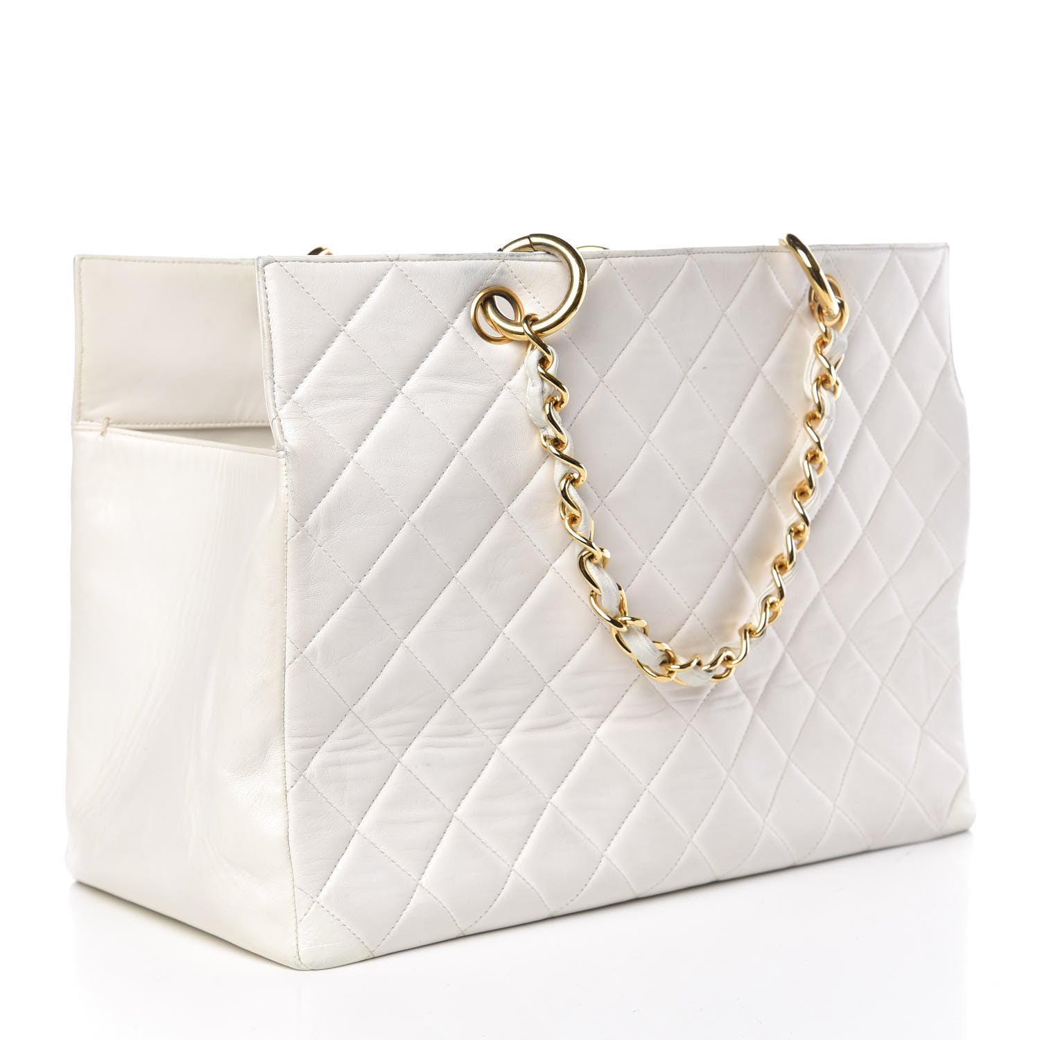 Chanel Calfskin Quilted Shopping Tote White 3 of 18