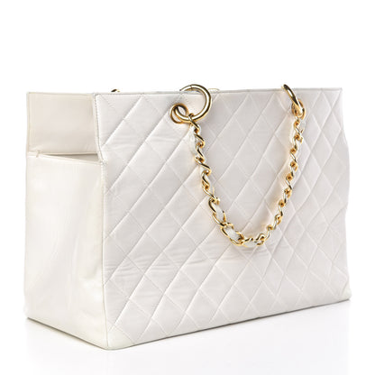 Chanel Calfskin Quilted Shopping Tote White 3 of 18