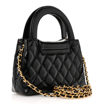 Chanel Shiny Aged Calfskin Quilted Nano Kelly Shopper Black 3 of 11