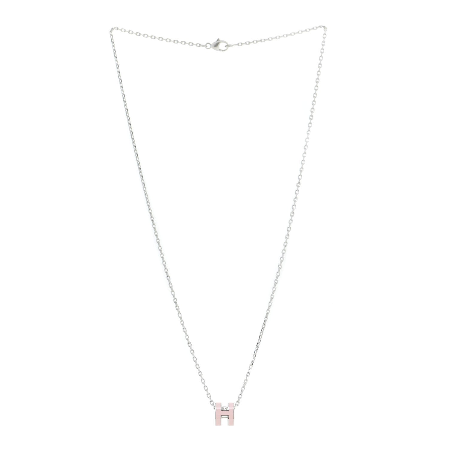 Hermes Palladium Mini Pop H Pendant Necklace Rose Dragee 3 of 7