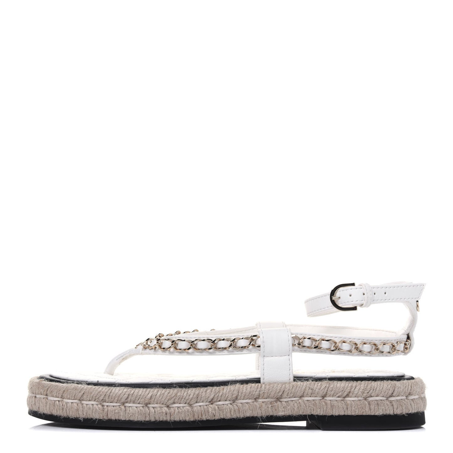 Lambskin Chain Espadrille Sandals 38 White