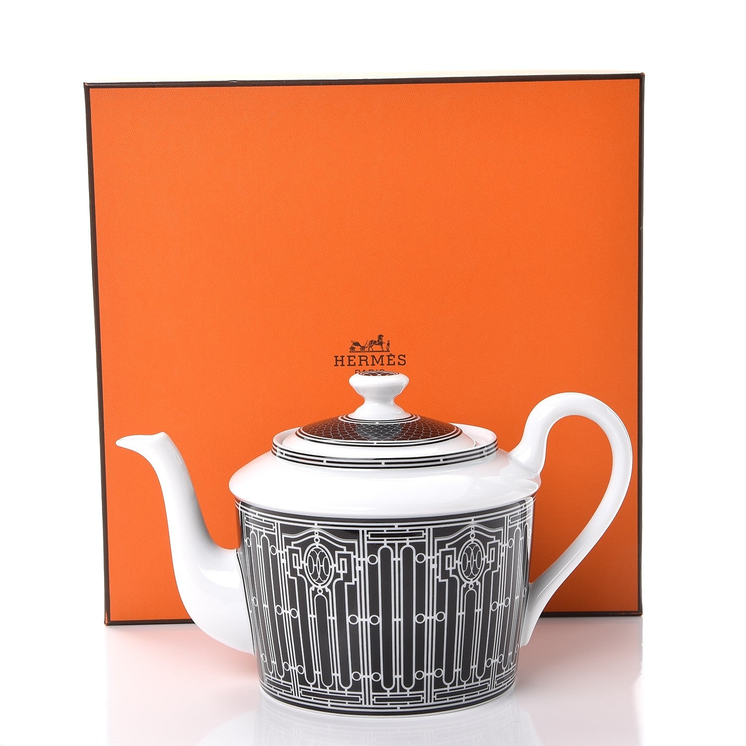 Hermes Porcelain H Deco Coffee/Tea Pot Black 10 of 10