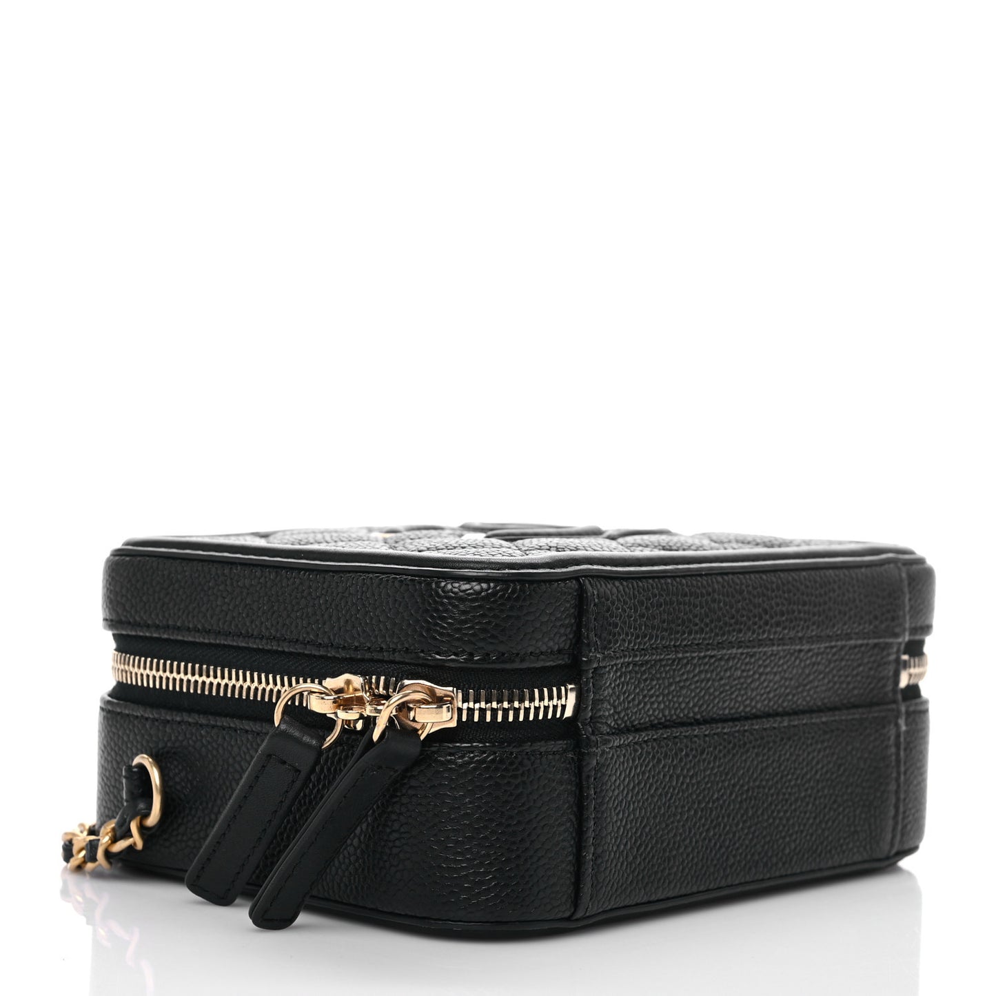 Caviar Quilted Small CC Filigree Vanity Case Black