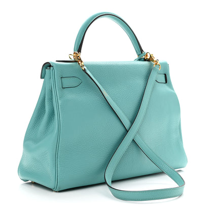 Hermes Togo Kelly Retourne 32 Bleu Atoll 2 of 9