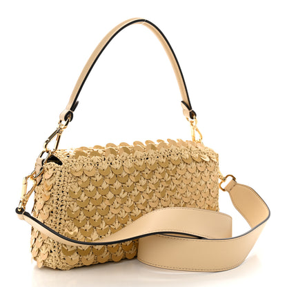 Fendi Sequin Macrame Baguette Beige Gold 3 of 11