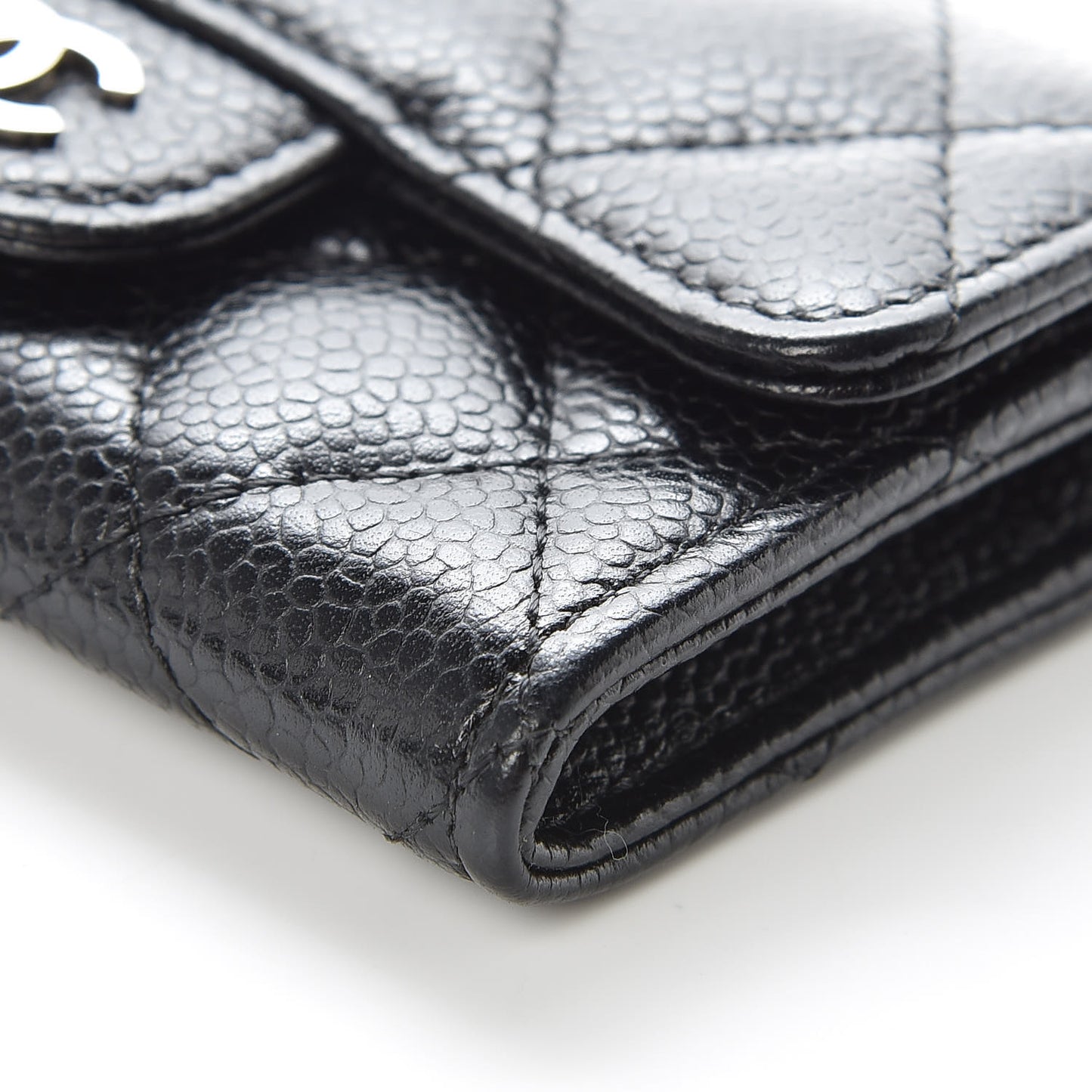 Caviar Quilted Flap Card Holder Black