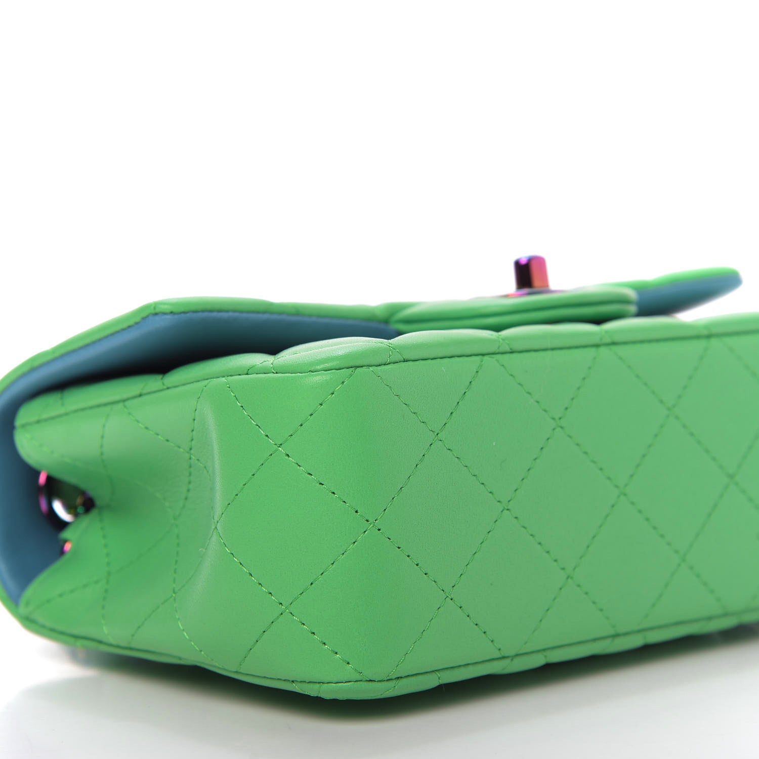 Chanel Lambskin Quilted Mini Rectangular Flap Green Blue 6 of 10
