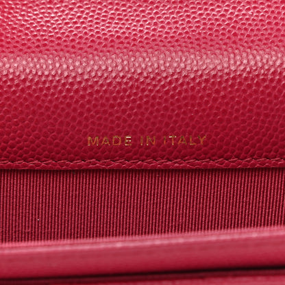 Chanel Caviar Quilted Flap Card Holder Wallet Dark Pink 7 of 9