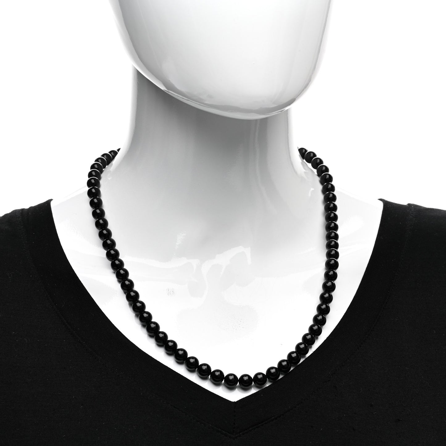 Sterling Silver Black Onyx Bead Toggle Necklace